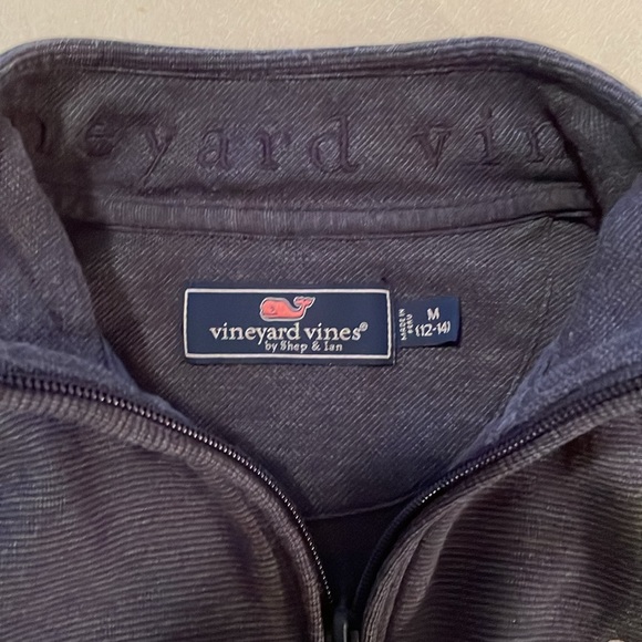 Vineyard Vines Boys' Saltwater Quarter-Zip In Deep Bay Blue Size Medium 12-14 - Picture 10 of 10